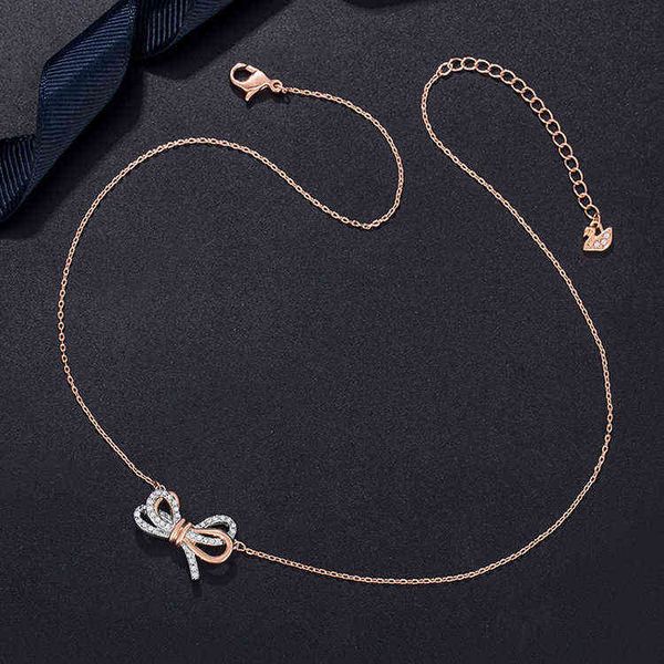 

shijia seiko double color bow modeling female romantic eternal fashion necklace gift pendant, Silver