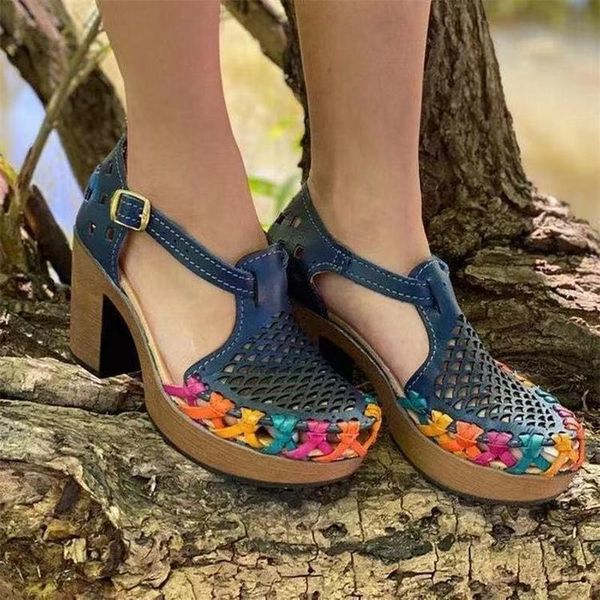 

sandals for women summer women's 2021 round head comfortable breathable rubber high heel casual shoes plus size, Black