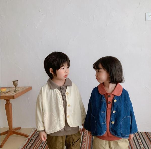

jackets 2021 arrival girls boys denim coat autumn full sleeve fashion kids jacket 2-7 years co961, Blue;gray