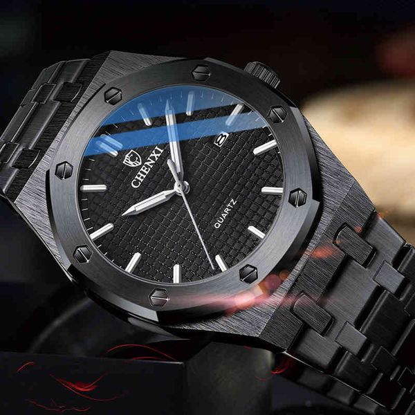 

unique black steel watches men royal minimalist big dial calendar casual business dress quartz watch for male luminous hands, Slivery;brown
