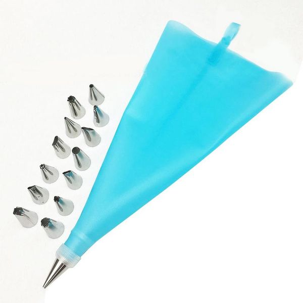 

baking & pastry tools 16pc/set diy kitchen cake decorating tool silicone stainless steel nozzle converter icing piping cream bag