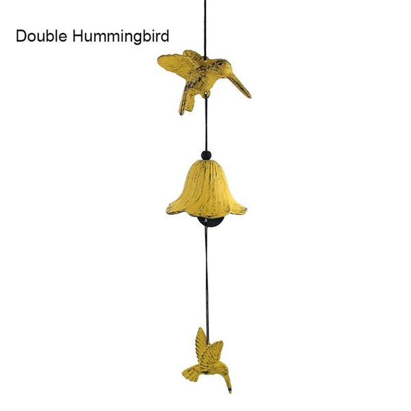 

decorative objects & figurines iron bell outdoor metal wind chimes double hummingbird scenic temple gift pendant ornament home decorations a