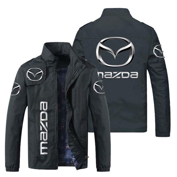 

men brand clothing for mazda logo spring autumn stand collar casual sweatshirt thin long sleeve zipper cardigan jacket men's jackets, Black;brown