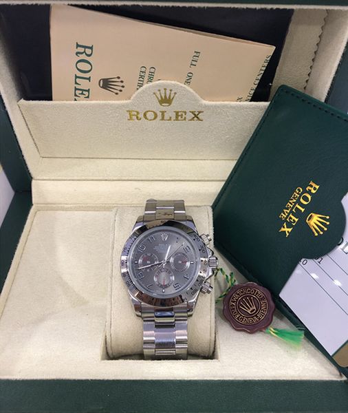 

with original box watch 40mm 116503 116509 116520 116523 sapphire 18k yellow gold no chronograph grey mechanical automatic mens watches, Slivery;brown