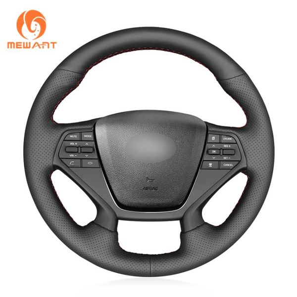 

black artificial leather car steering wheel covers braid for sonata 9 2021 (4-spoke)