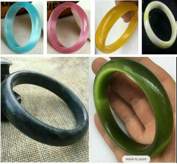 

bangle chinese natural light blue nephrite jade/ gems bracelet, Black