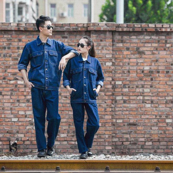 

men's tracksuits thickened denim suit, summer fireproof electric welder's long sleeve labor protection suit, Gray