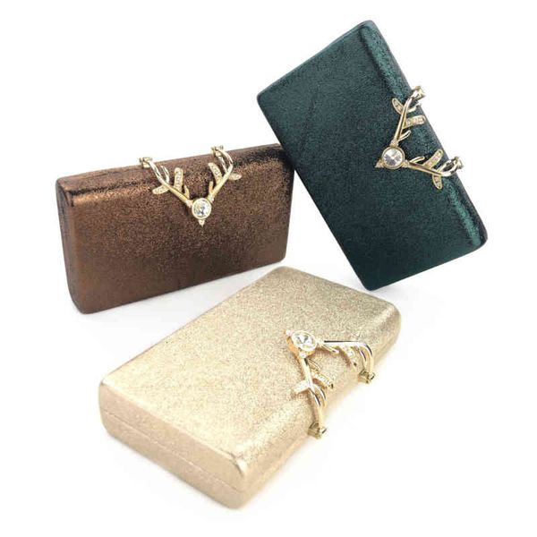 

antler button flash material dinner bag