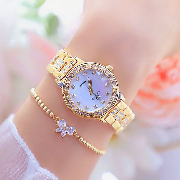 

bs bee sister-new fashion luxury ladies watch, diamond, rose gold, quartz, rhinestone, bracelet, clock, Slivery;brown