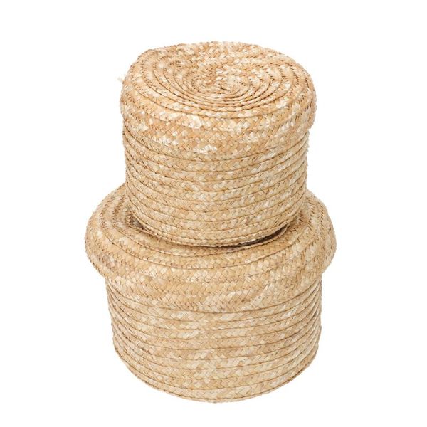 

storage baskets 2pcs decorative flower woven containers (brown)