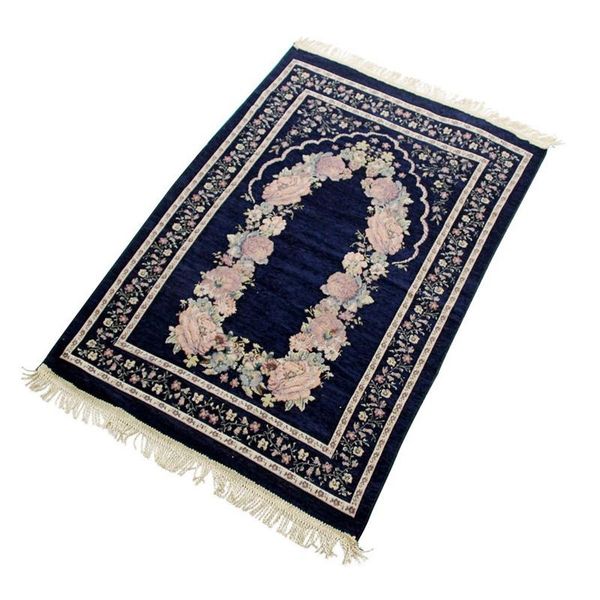 

carpets muslim prayer area rugs lightweight carry embroidery flower decor floor mat with tassels islamic worship carpet blanket 70*110cm