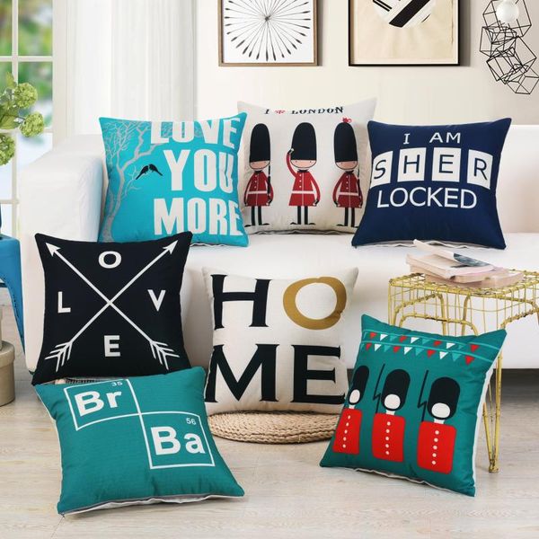 

british soldiers cushion covers 45cm*45cm letters worlds simplified pillow cotton home office decorative cushion/decorative