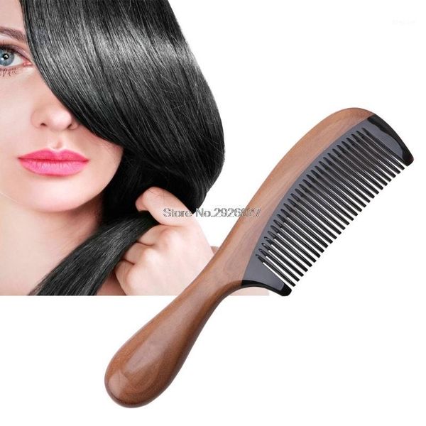 

pro natural ox horn green sandalwood fragrant comb wooden handle combs hair care-b1181, Silver