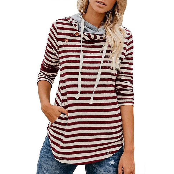 

mhoodies women autumn striped long sleeve concise pullovers casual loose female sweatshirt, Black