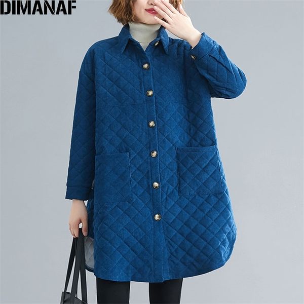 

plus size women jacket coat winter plaid blue outwear loose basic thick warm vintage overcoat long cardigan 210531, Black;brown
