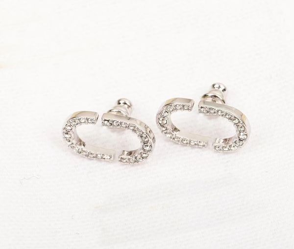 

fashion iced out stud earrings for lady women party wedding lovers gift engagement jewelry with box nrj, Golden;silver