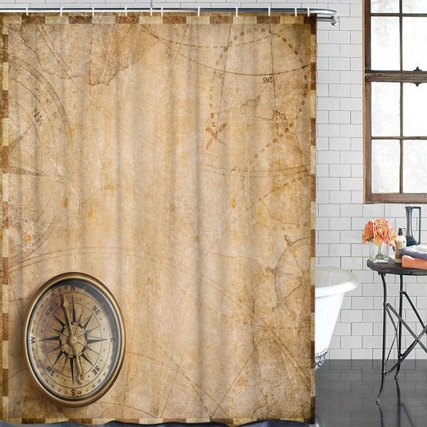 

shower curtains compass map retro style curtain polyester fabric bathroom home decor waterproof with hooks