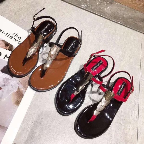 

summer fashion personality joker thong thick with sandals, women shoes tide student han edition sandals, Black
