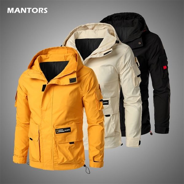 

mulit-pocket cargo jackets men spring hooded bomber jackets coat men's windbreakers autumn men casual hoodies sportswear 210818, Black;brown