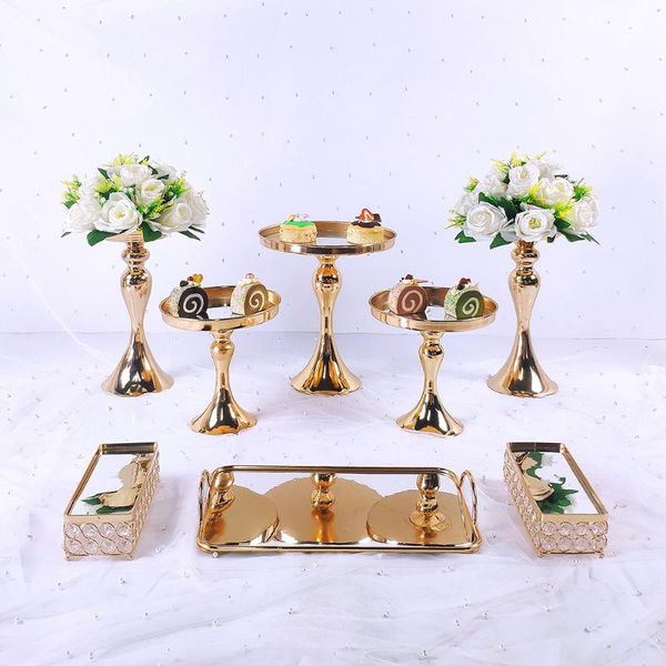 

other festive & party supplies 8pcs -10pcs gold metal electroplate acrylic mirror cake stand set display wedding birthday dessert cupcake pl