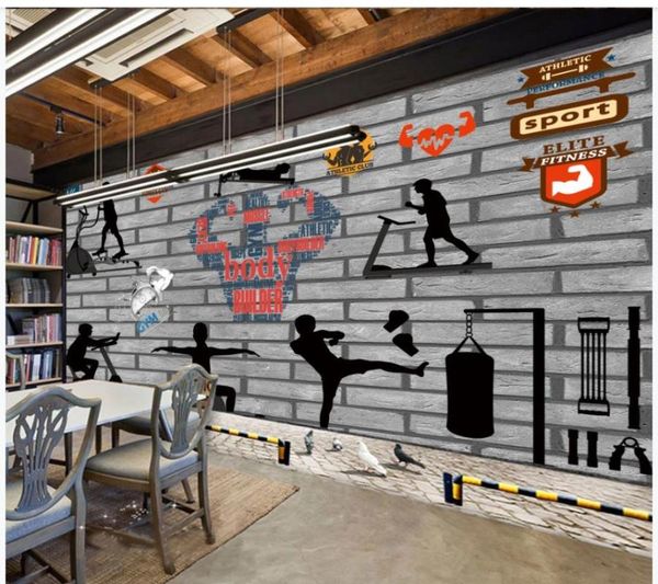 

wallpapers custom 3d murals wallpaper for walls 3 d gym mural nostalgic retro sports fitness club image wall background papers