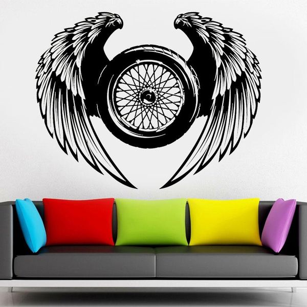 

wall stickers home decoration accessories car repair service workshop garage wrench decal wheel wings s287