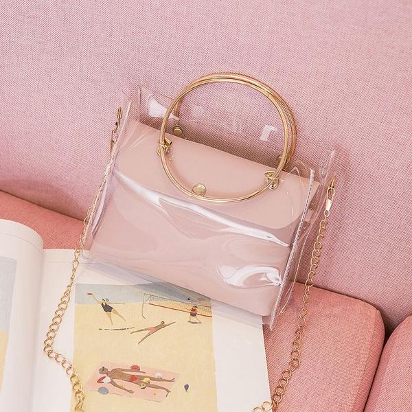

evening bags 2021 design luxury handbag women transparent bucket bag clear pvc jelly small shoulder female chain crossbody messenger