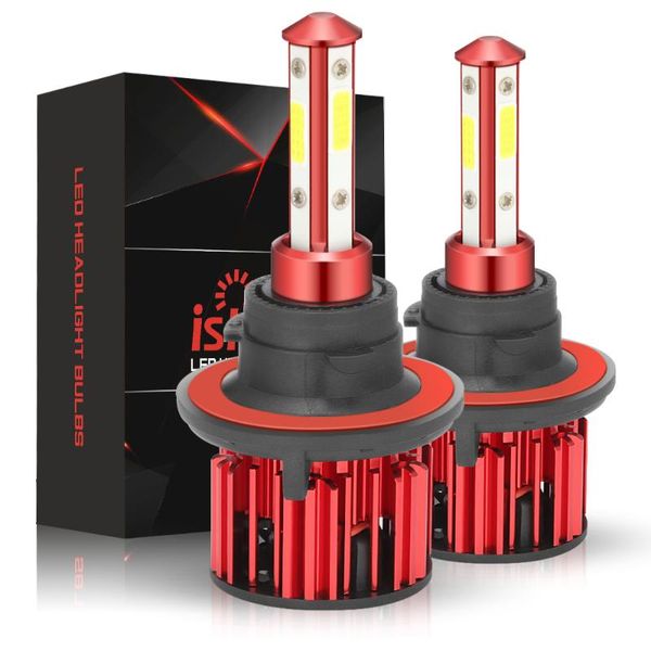 

car headlights 2 pcs isincer 6000k 8000lm h4 h7 led 4 side lights 5202 h13 h11 9007 9005 9006 cob bulb - 6500k