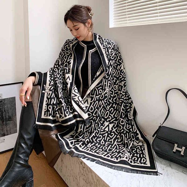 

70% off design scarf 2021 korean new warm for autumn and winter women's dual-purpose air conditioning large shawl students' imitat, Blue;gray