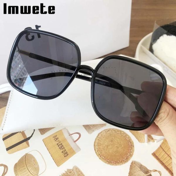 

sunglasses imwete square women oversized rectangle eyewear black goggles gradient sun glasses for female gift uv400, White;black