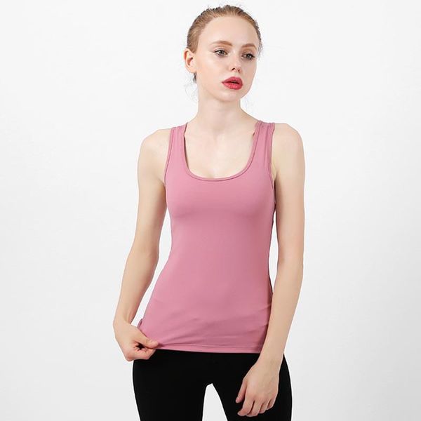 

yoga outfit 2021 scoop neck tight long sport bra women's hollow out back support tank padded running fitness sports shirts