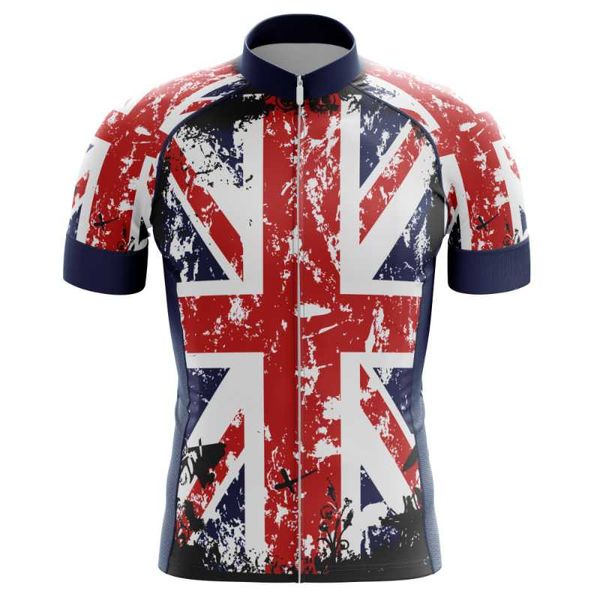 

uk men's cycling jersey flag print lightweight short sleeve bike shirt road riding clothing,tyz490-01 racing jackets, Black;red