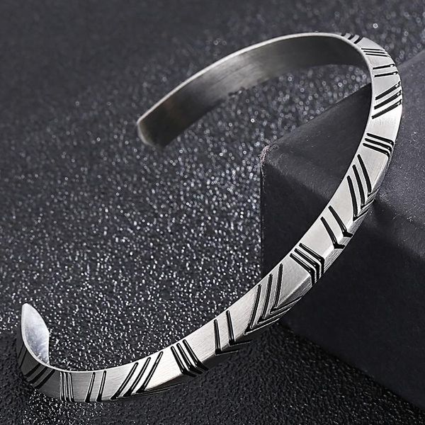 

bangle 6mm wide stainless steel cuff open bracelet for men boys on hand jewellery accessories christmas birthday gifts wristband, Black