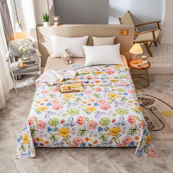 

sheets & sets pure cotton bed sheet full queen king size flower pattern flat for double plain dyed mattress cover (no case)