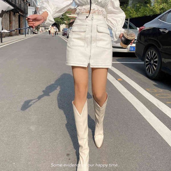 

skirts Female front button suede waist high the mini skirt line with pocket 211, Black