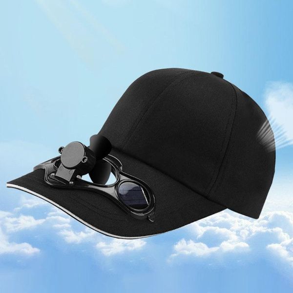 

berets summer adjustable cotton solar fan cooling baseball cap women men outdoor travel camping hiking sports hat trucker dad gift, Blue;gray