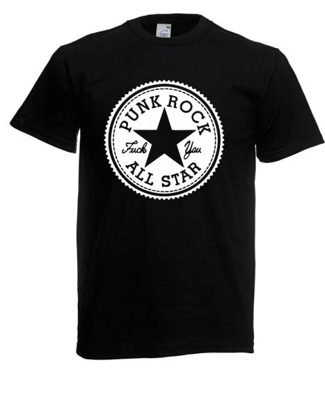 

mens t-shirt punk rock all star, White;black