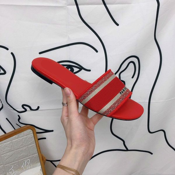 

summer new luxury designer leather sandals flat slipper fashion beach woman big head shoes rainbow letters designers casual adhesive red sli, Black