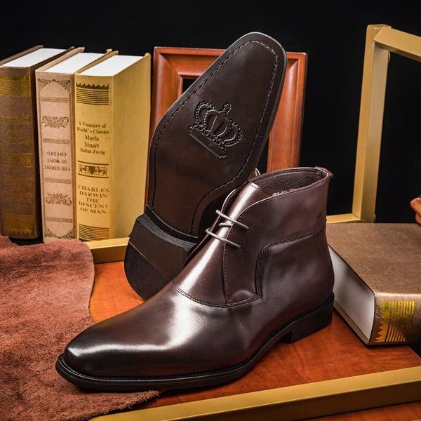

hanmce boots genuine leather lace-up us 6 - 14 men dress shoes, Black