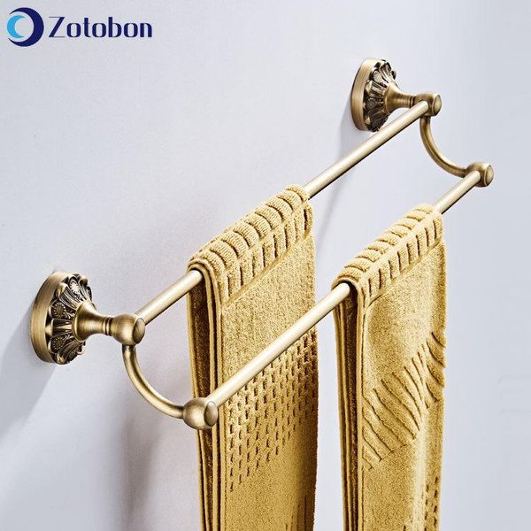 

towel racks zotobon brass rack rail bathroom shelves double bars wall-mounted robe storage bath holder accessories f298