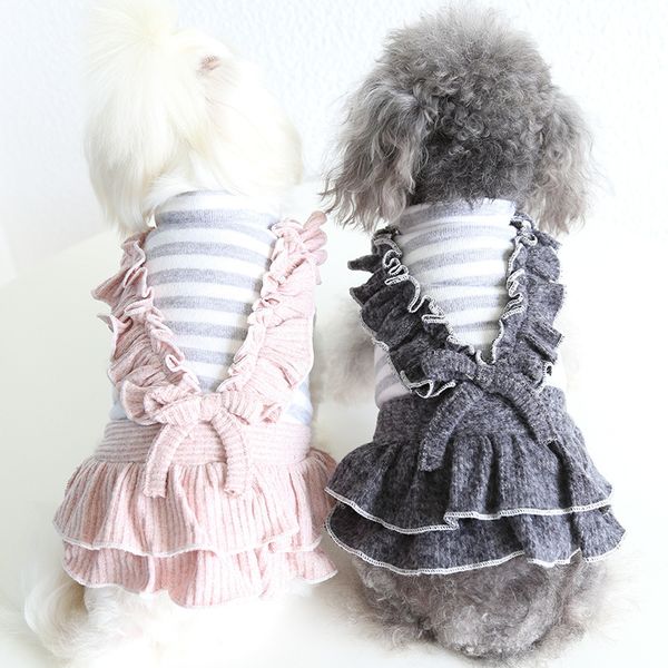 

petstyle autumn winter soft striped skirt cat cloth pet products dog