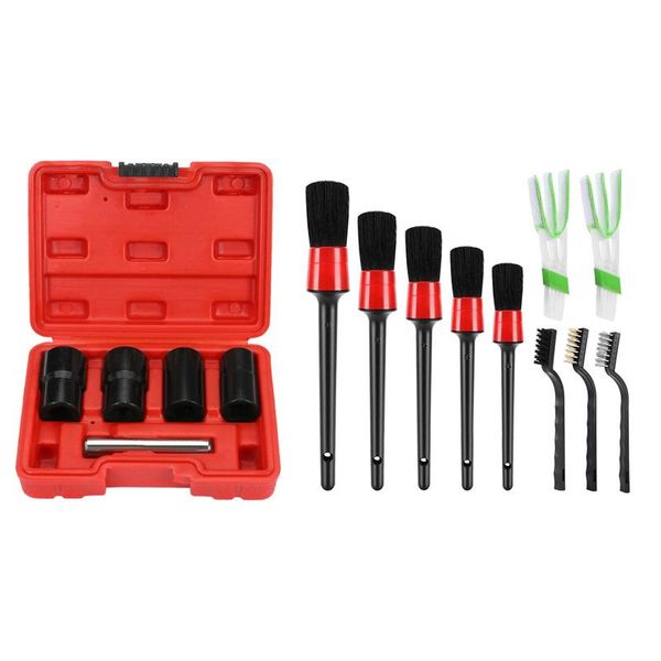 

car sponge 10pc auto detailing brush set & 5pcs twist socket kit 4 damaged worn lug nut wheel lock removal extractor tool
