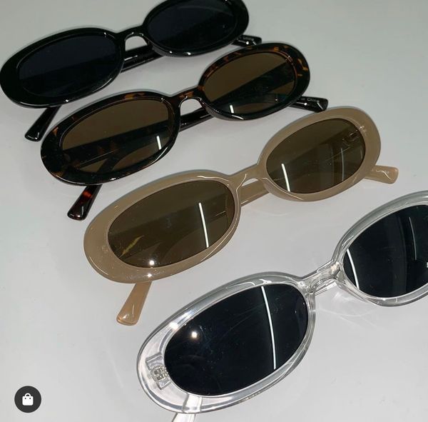 

designer sunglasses ypay fashion women's polarized retro small frame oval colored glasses uv400, White;black