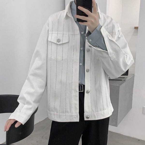 

spring and autumn youth loose striped korean single-breasted jacket fashion casual white m-2xl men's jackets, Black;brown