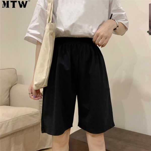 

women's shorts 2021 summer elastic waist women casual ladies korean straight loose female bf wide leg harajuku, White;black