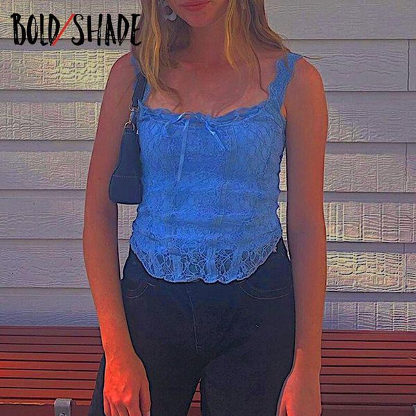 

women's tanks & camis bold shade 2000s aesthetic lace bow front indie y2k women cropped cami summer 2021 vintage fashion slim top, White