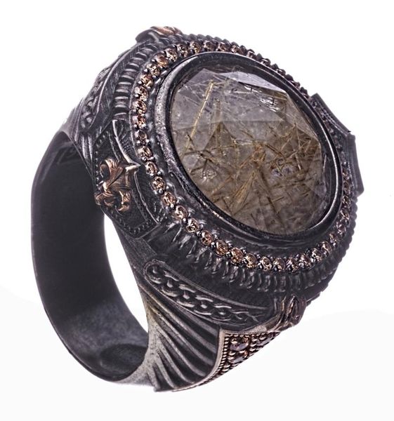 

cluster rings vintage round chivaldry ring, Golden;silver