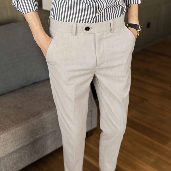 

men's suits & blazers 2021 spring and autumn business casual suit pants formal wear office party solid color slim-fit ankle, White;black