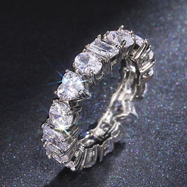

silver color wedding engagement ring with bling zircon stone for women fashion jewelry 2021 cluster rings, Golden;silver