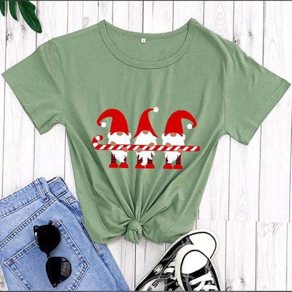 

women's t-shirt arrival christmas gnome colored print 100%cotton funny shirt gift year drop, White